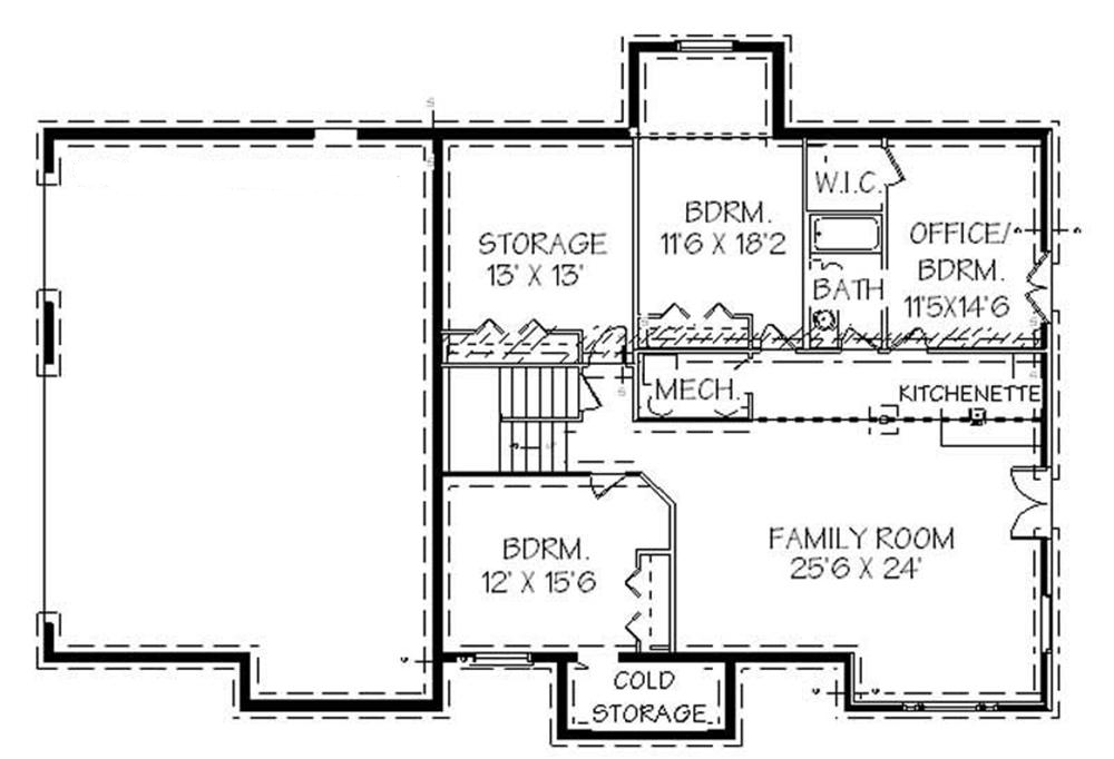 Floor Plan Basement of Contemporary Plan #129-1021