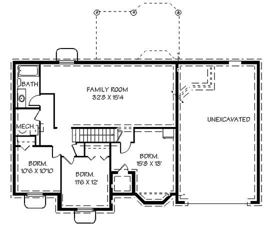 Floor Plan Basement of Contemporary Plan #129-1022