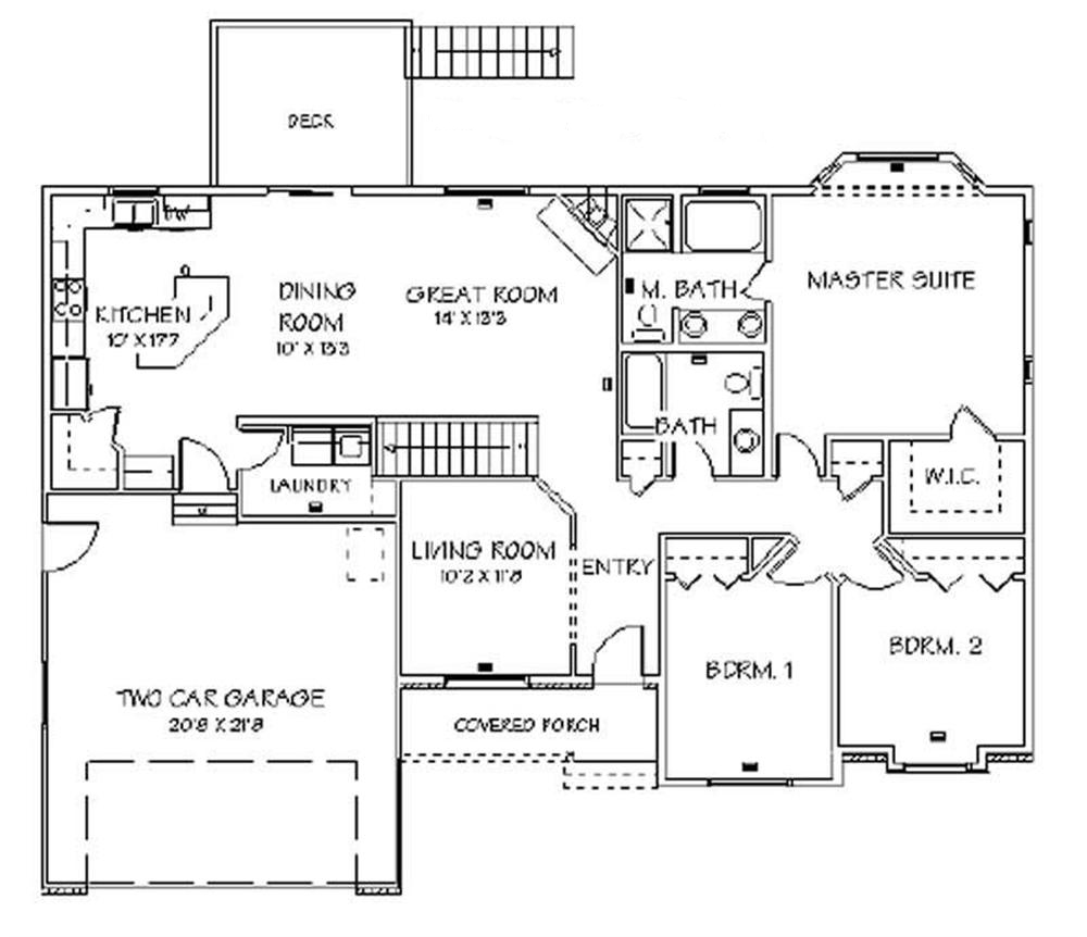 Floor Plan First Story of Contemporary Plan #129-1024