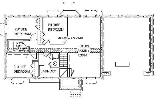 Floor Plan Basement of Contemporary Plan #129-1025