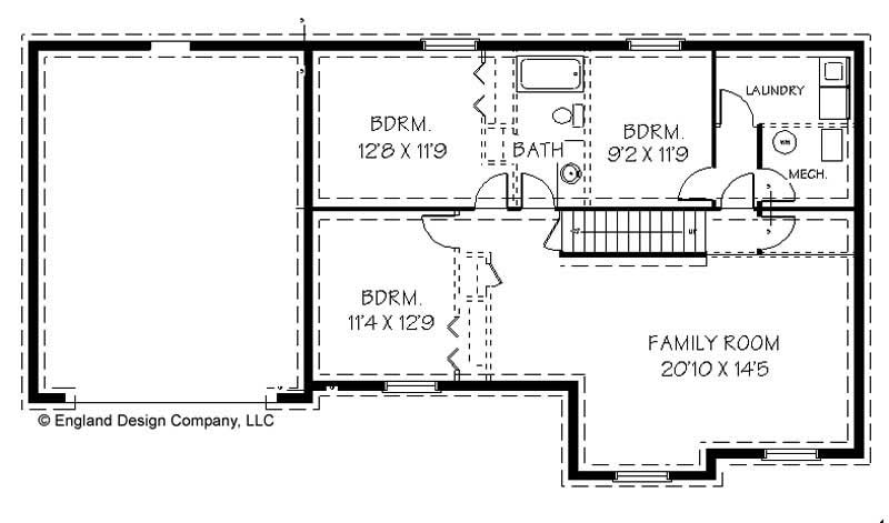Floor Plan Basement of Contemporary Plan #129-1026