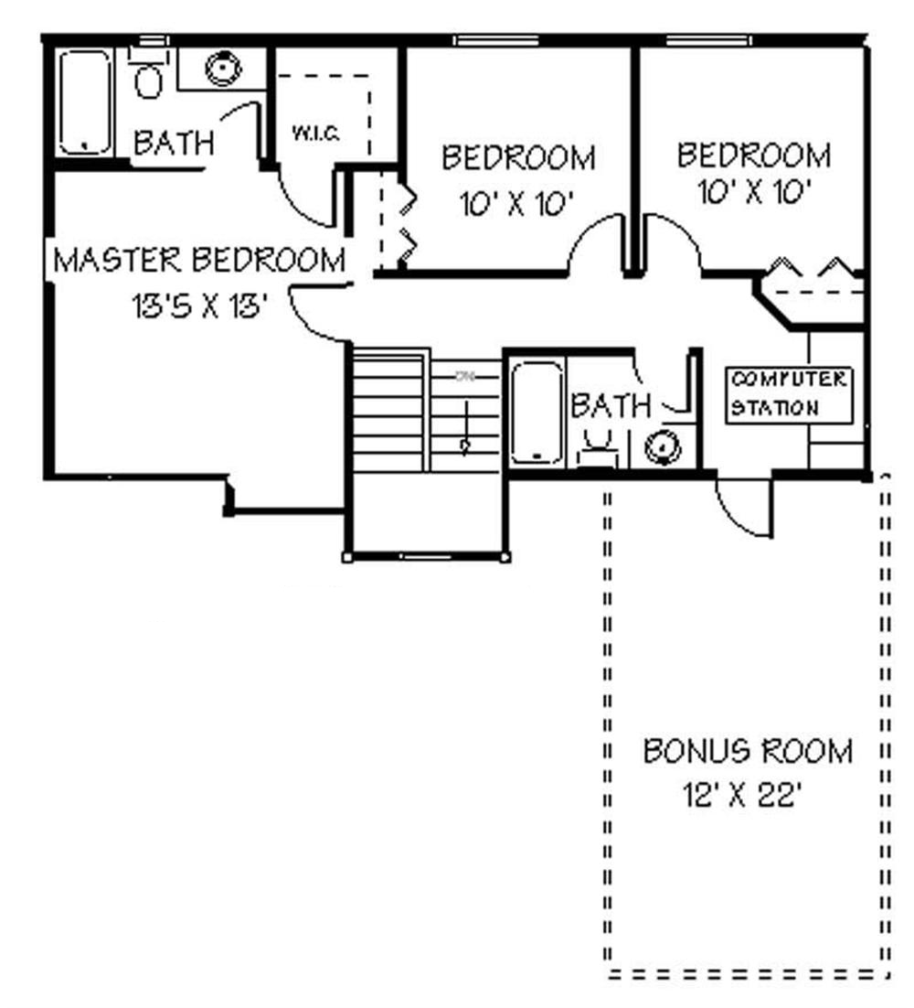 Floor Plan Second Story of Contemporary Plan #129-1028