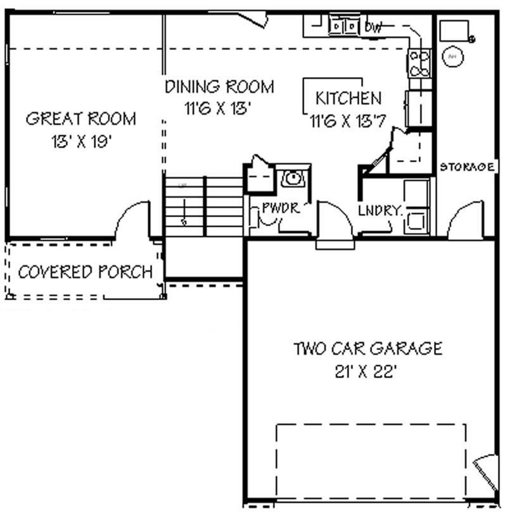 Floor Plan First Story of Contemporary Plan #129-1028