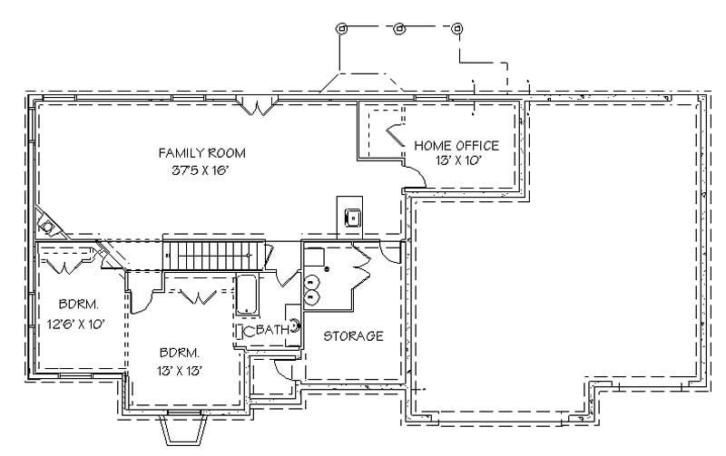 Floor Plan Basement of Contemporary Plan #129-1029