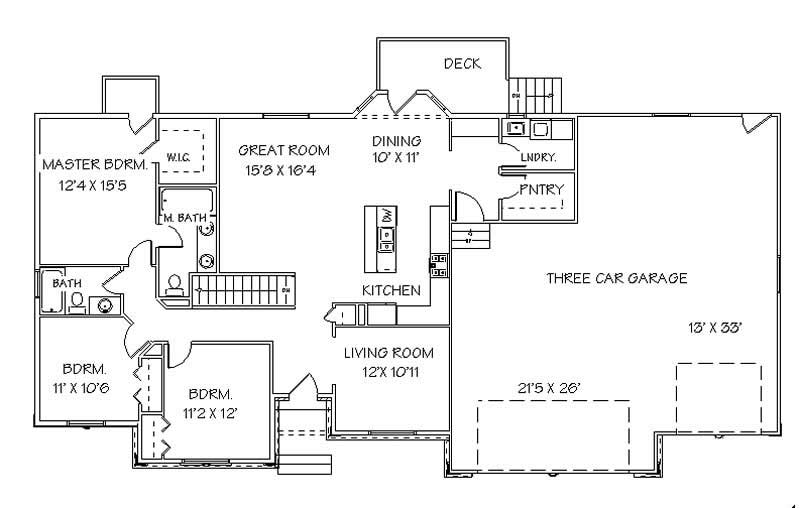 Floor Plan First Story of Contemporary Plan #129-1029