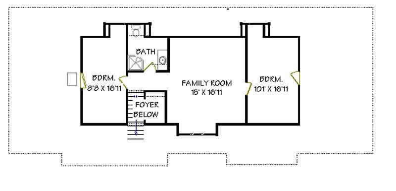 Floor Plan Second Story of Contemporary Plan #129-1030