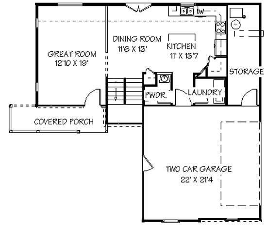 Floor Plan First Story of Contemporary Plan #129-1031