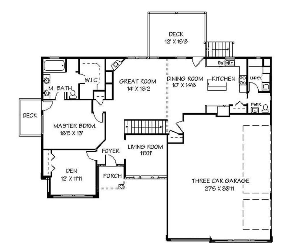 Floor Plan First Story of Country Plan #129-1032