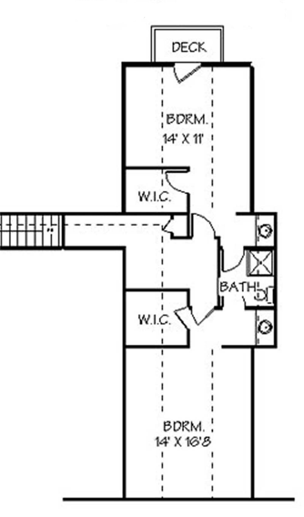 Floor Plan Second Story of Country Plan #129-1032