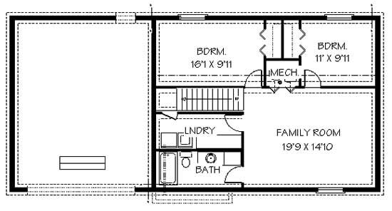 Floor Plan Basement of Contemporary Plan #129-1034