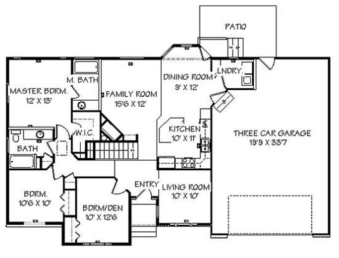 Floor Plan First Story of Contemporary Plan #129-1036