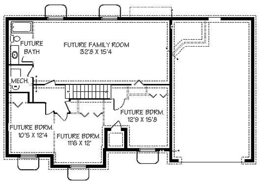 Floor Plan Basement of Contemporary Plan #129-1037