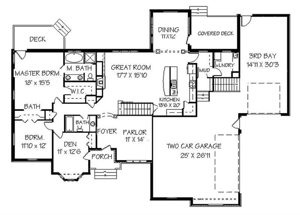 Floor Plan First Story of Contemporary Plan #129-1038