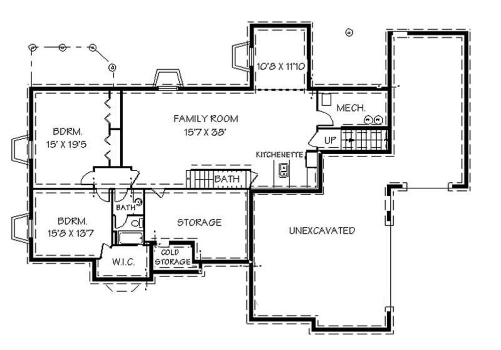 Floor Plan Basement of Contemporary Plan #129-1038