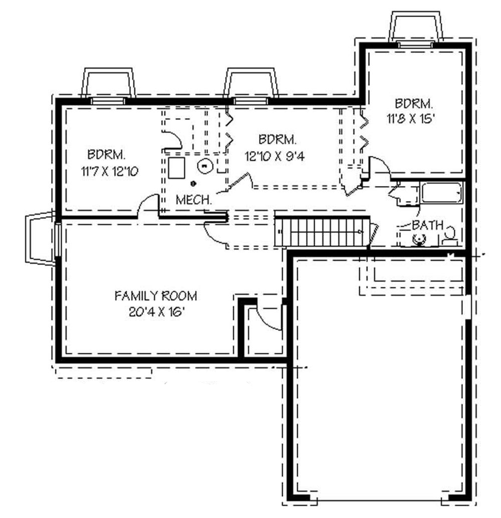 Floor Plan Basement of Contemporary Plan #129-1039