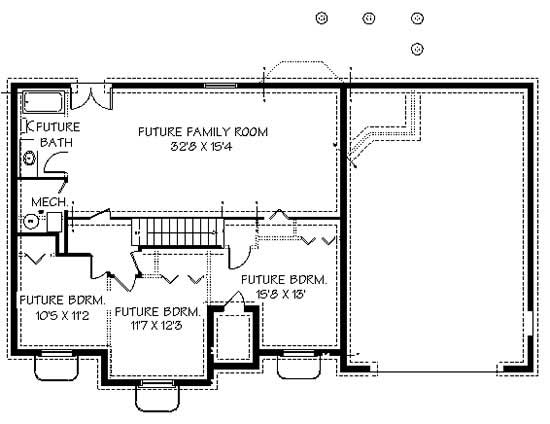 Floor Plan Basement of Contemporary Plan #129-1042