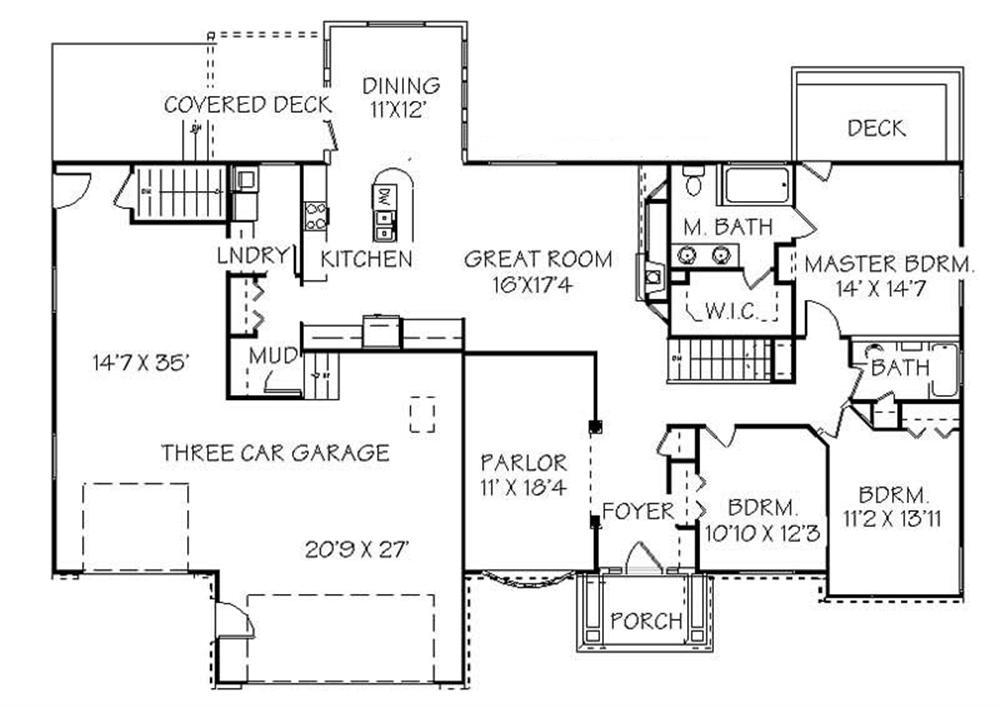 Floor Plan First Story of Contemporary Plan #129-1043