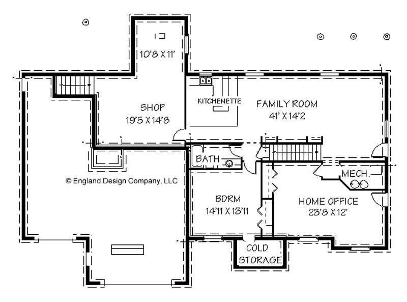 Floor Plan Basement of Contemporary Plan #129-1043