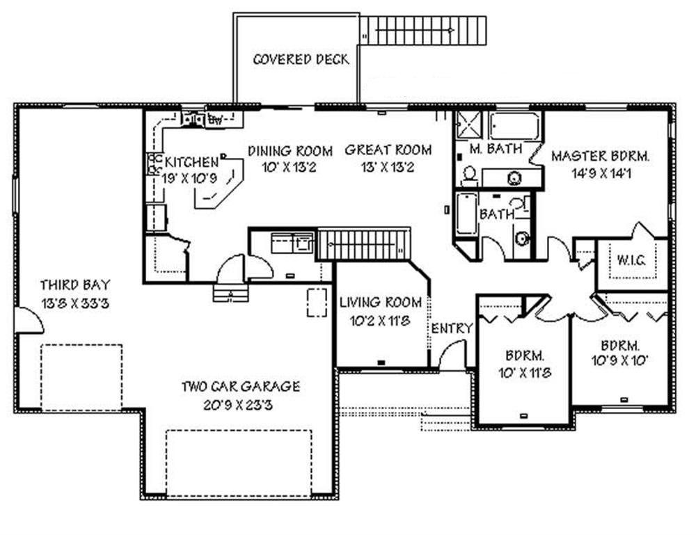 Floor Plan First Story of Contemporary Plan #129-1044