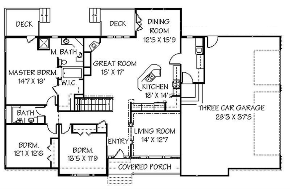 Floor Plan First Story of Contemporary Plan #129-1045
