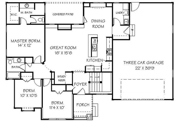 Floor Plan First Story of Country Plan #129-1046