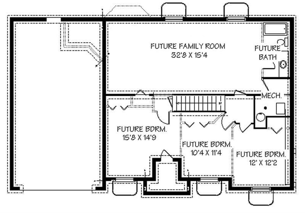 Floor Plan Basement of Contemporary Plan #129-1049