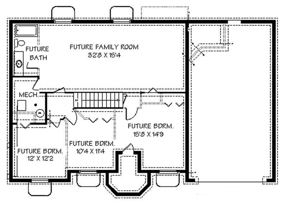 Floor Plan Basement of Contemporary Plan #129-1050