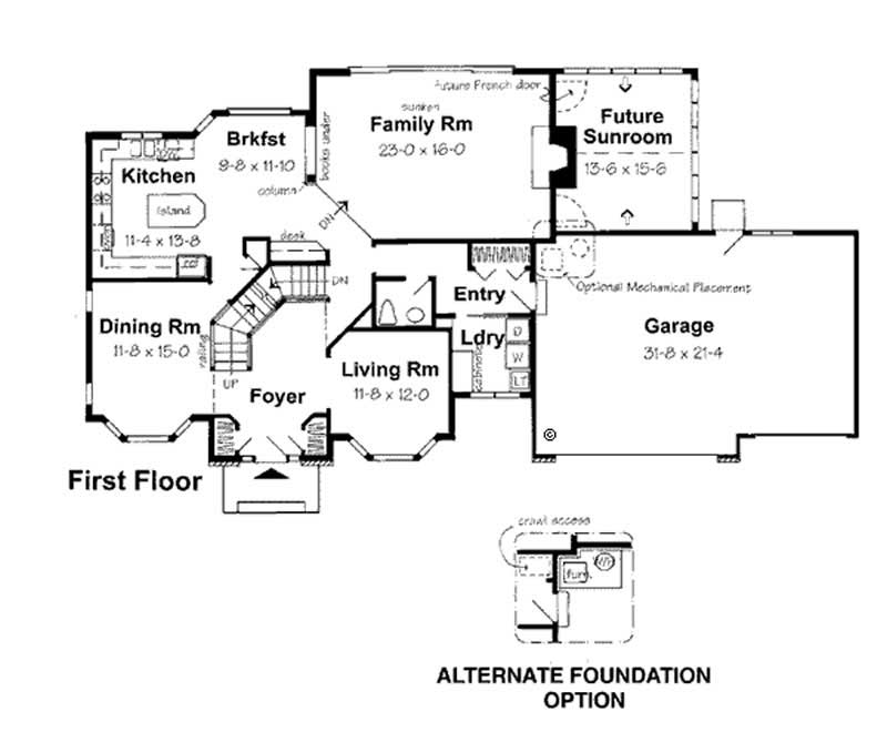 Floor Plan First Story of European Plan #131-1001