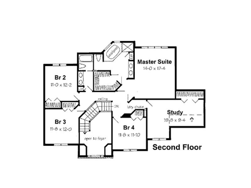 Floor Plan Second Story of European Plan #131-1001