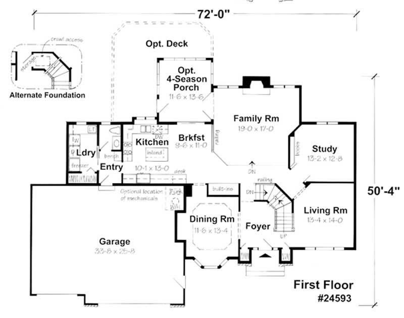Floor Plan First Story of European Plan #131-1002