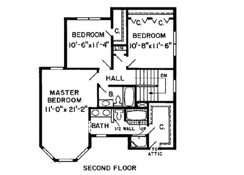 Floor Plan Second Story of Country Plan #131-1003