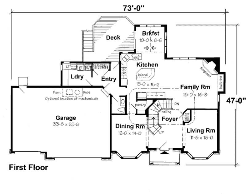 Floor Plan First Story of European Plan #131-1004