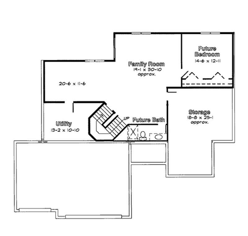 Floor Plan Basement of European Plan #131-1005