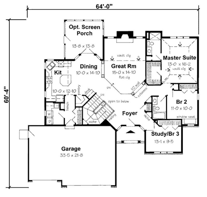 Floor Plan First Story of European Plan #131-1005