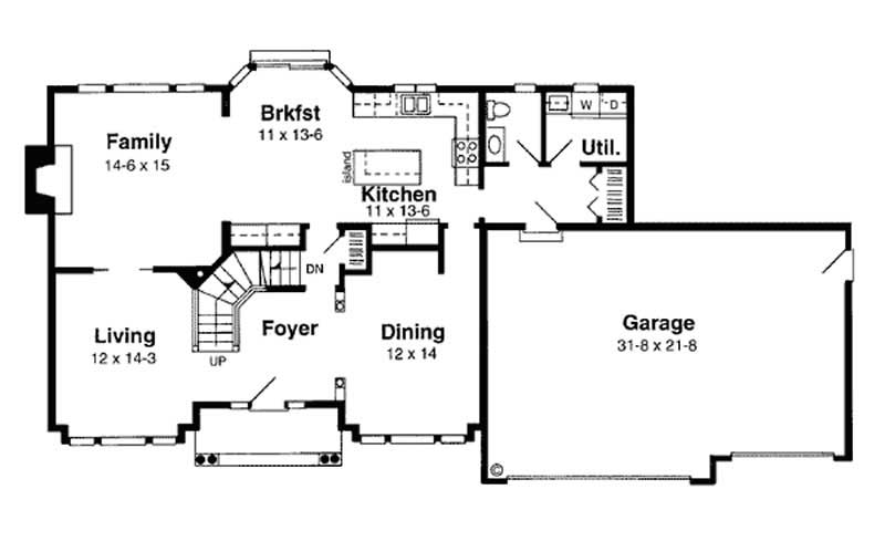 Floor Plan First Story of Colonial Plan #131-1006