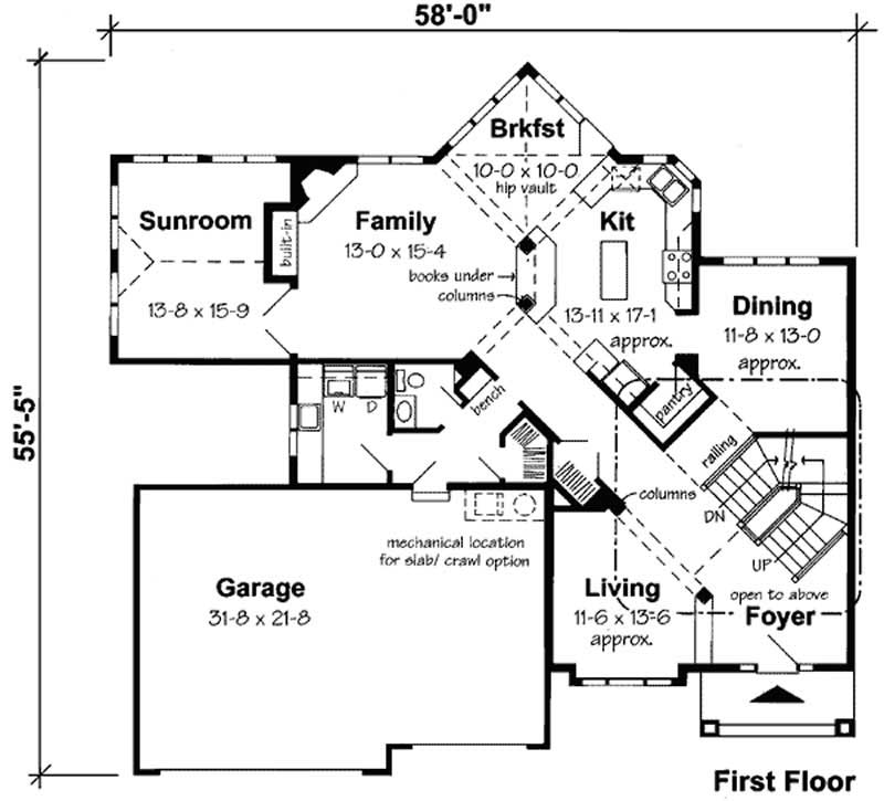 Floor Plan First Story of Contemporary Plan #131-1007