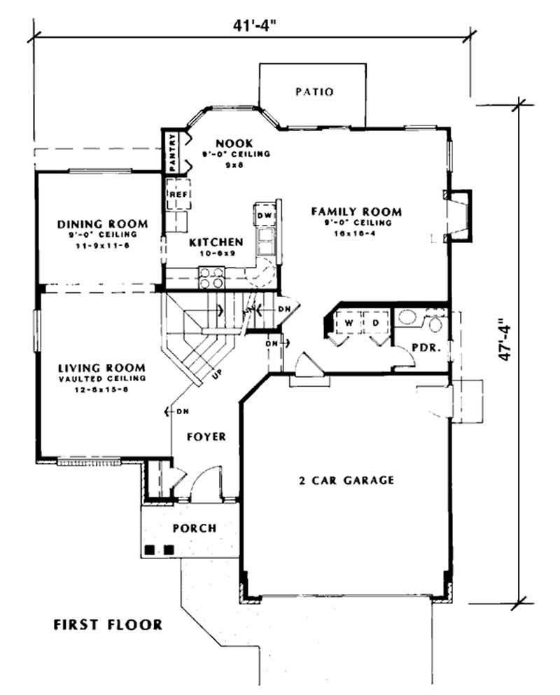 Floor Plan First Story of Ranch Plan #131-1008