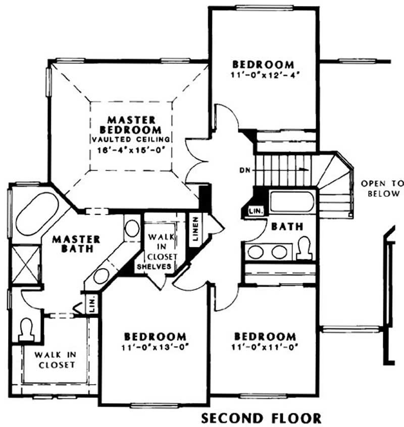Floor Plan Second Story of Ranch Plan #131-1009