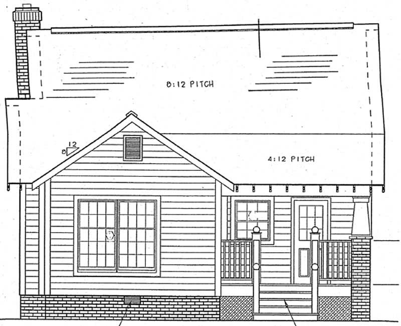 Home Plan Rear Elevation of this 3-Bedroom,964 Sq Ft Plan -131-1012