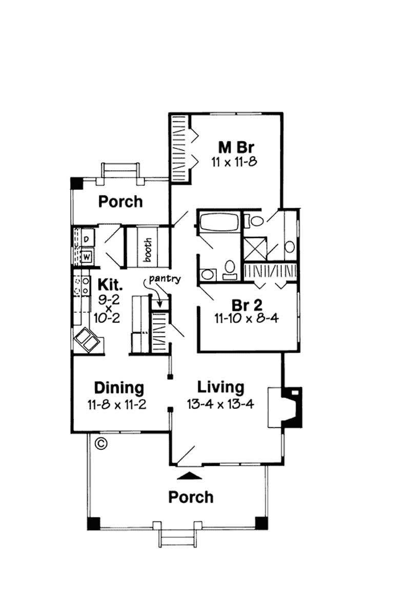 Floor Plan First Story of Bungalow Plan #131-1012