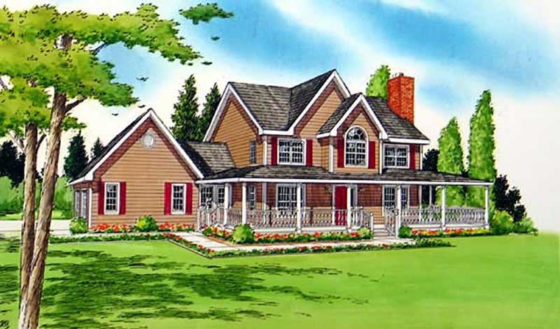 Home Plan Front Elevation of this 3-Bedroom,2083 Sq Ft Plan -131-1013