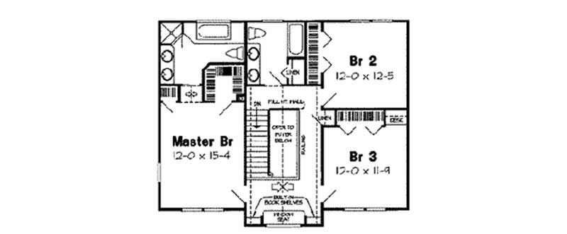 Floor Plan Second Story of Country Plan #131-1013