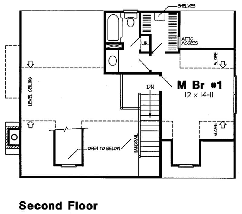 Floor Plan Second Story of Cape Cod Plan #131-1017