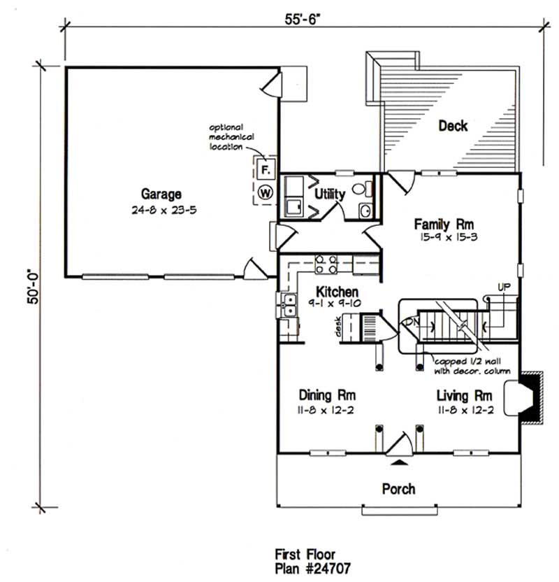 Floor Plan First Story of Country Plan #131-1018