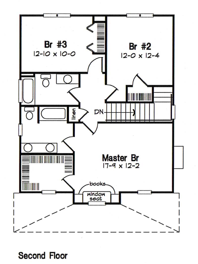 Floor Plan Second Story of Country Plan #131-1018