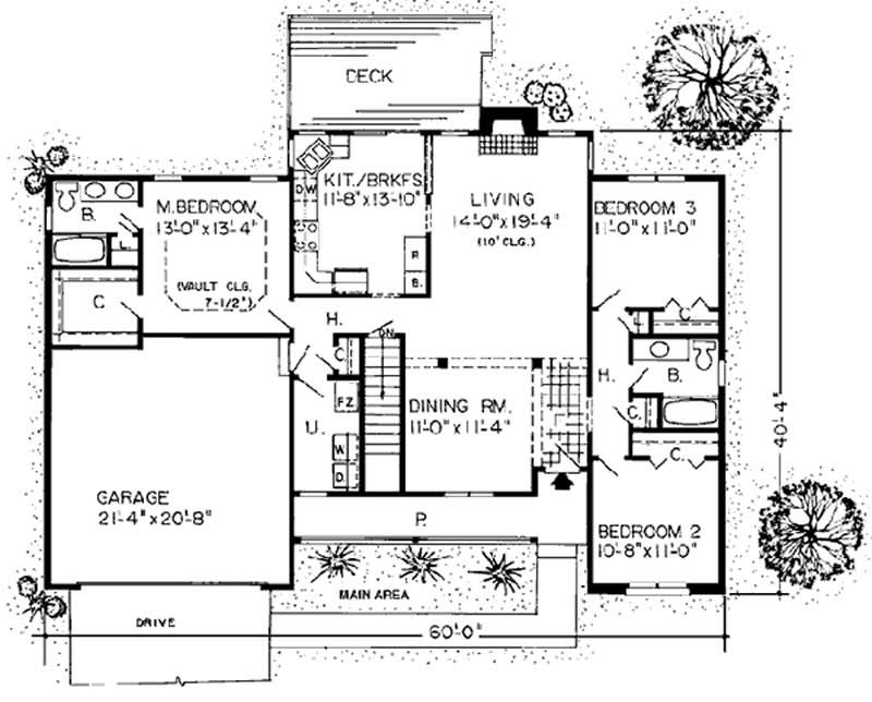 Floor Plan First Story of Country Plan #131-1019