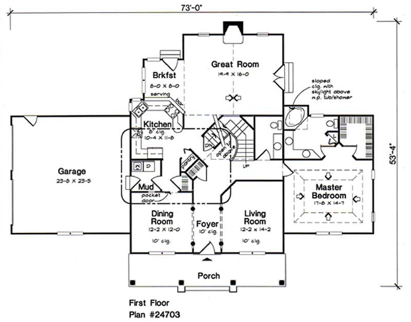 Floor Plan First Story of Cape Cod Plan #131-1020