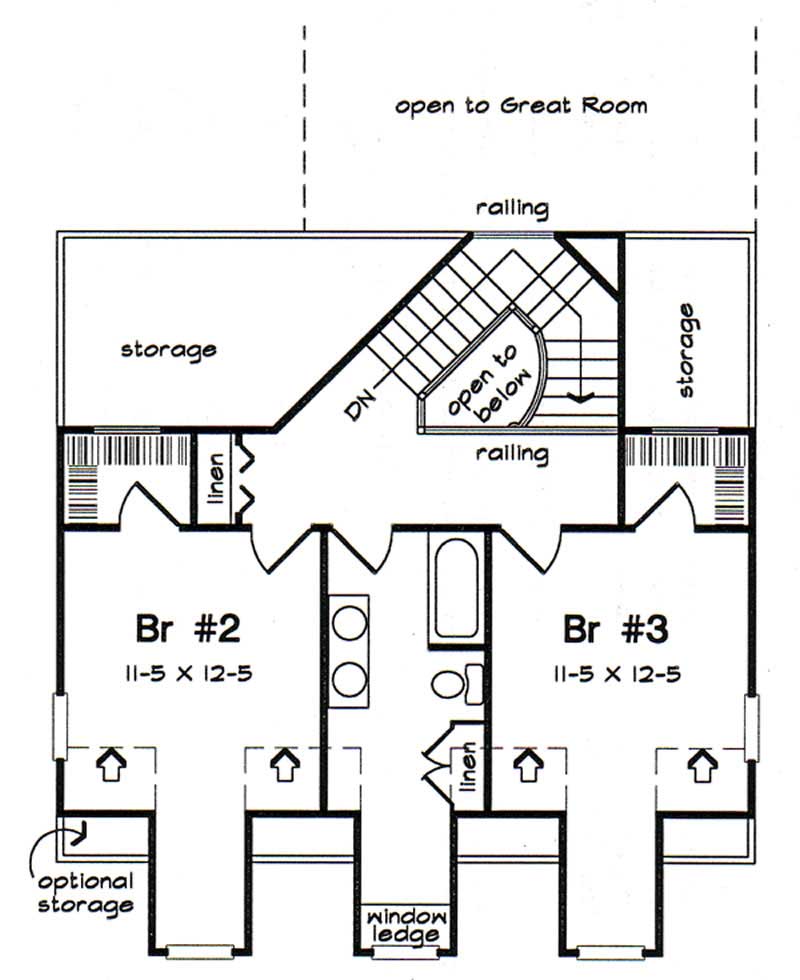 Floor Plan Second Story of Cape Cod Plan #131-1020