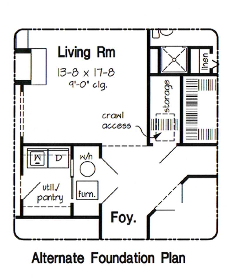 Floor Plan First Story of Ranch Plan #131-1022