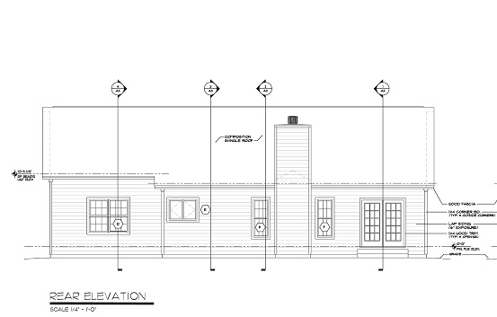 Home Plan Rear Elevation of this 3-Bedroom,1636 Sq Ft Plan -131-1022